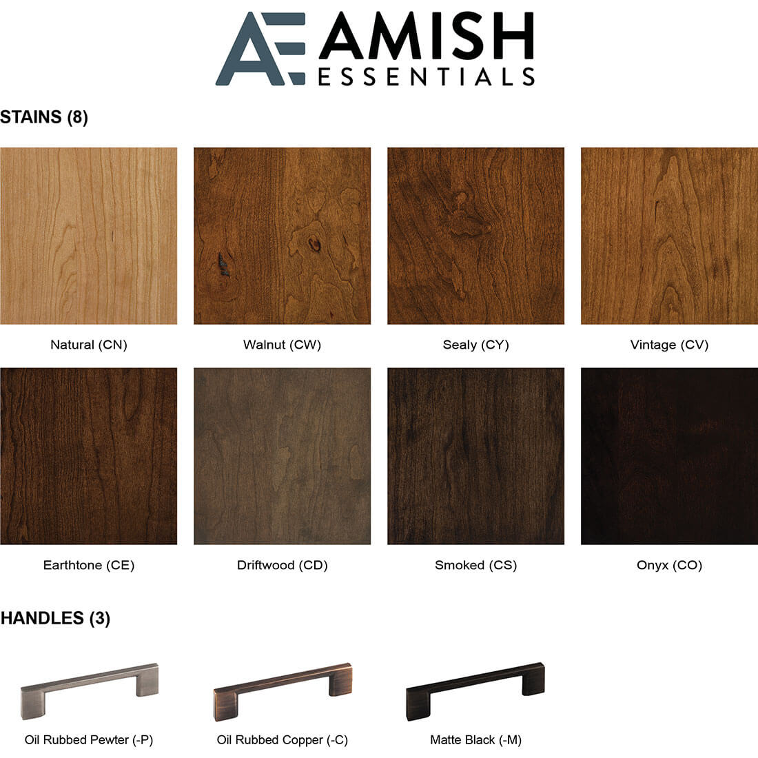 Archbold Furniture Amish Essentials Cherry Stains and Handles