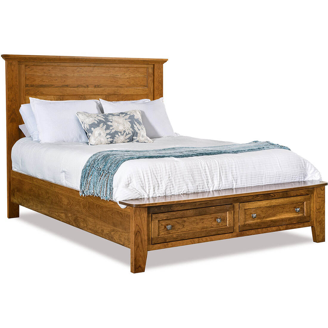 Archbold Furniture Amish Essentials Belmont Panel Queen Storage Footboard Bed 32198 32291 322911