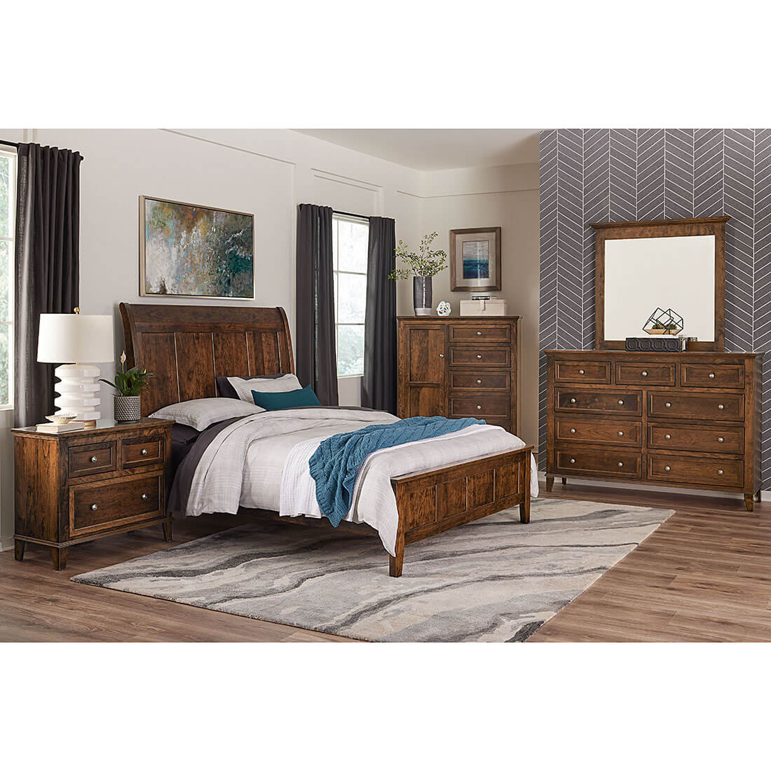 Archbold Furniture Amish Essentials Belmont Sleigh King Headboard Bedroom Collection