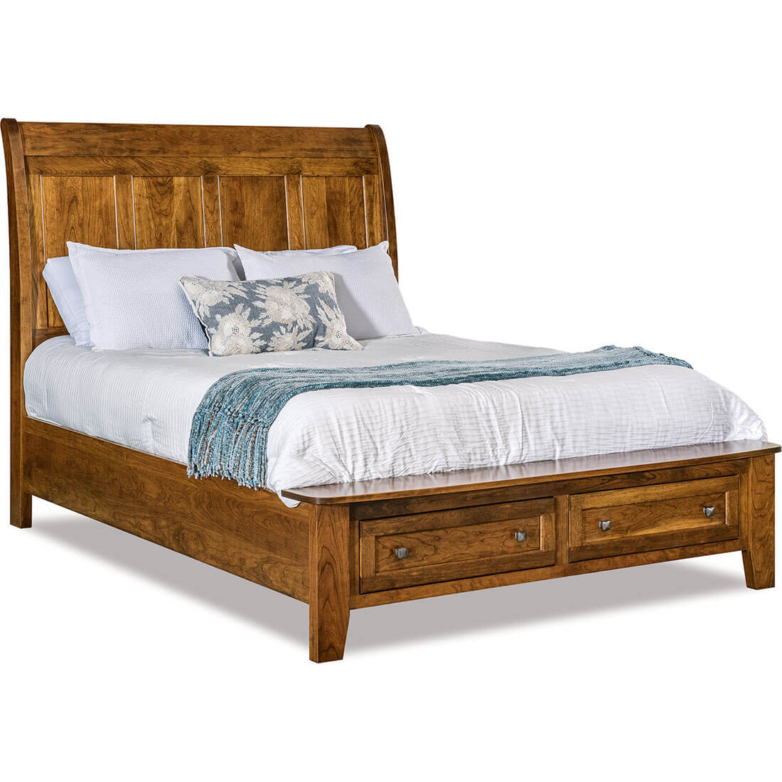 Archbold Furniture Amish Essentials Belmont Sleigh King Storage Footboard Bed 32196 32292 322921