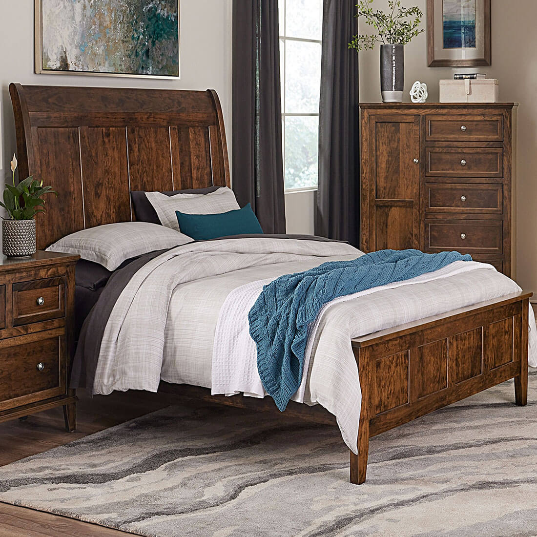 Archbold Furniture Amish Essentials Belmont Sleigh Queen Bed Bedroom Collection