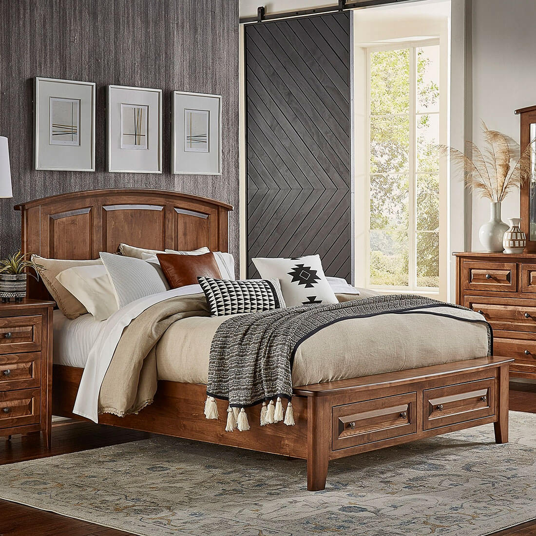 Archbold Furniture Amish Essentials Carson Arched Panel King Headboard Bedroom Collection