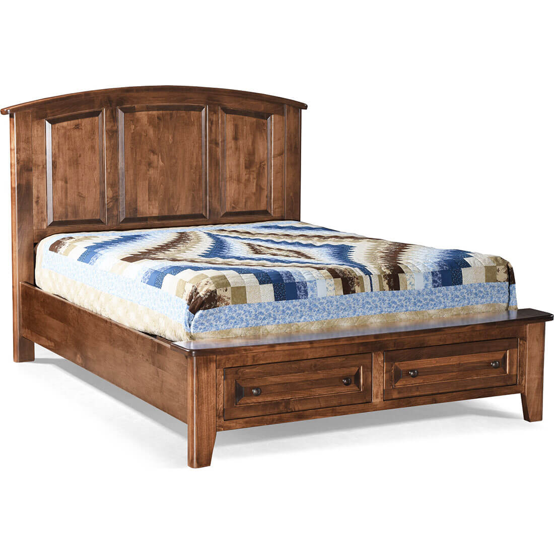 Archbold Furniture Amish Essentials Carson Arched Panel King Storage Footboard Bed 40199 40292 402921