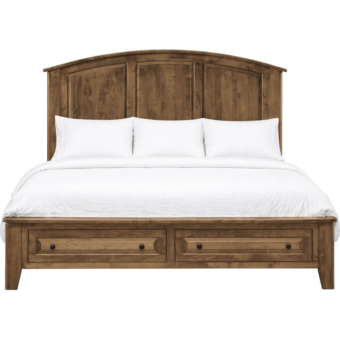 Archbold Furniture Amish Essentials Carson Arched Panel King Storage Footboard Bed 2