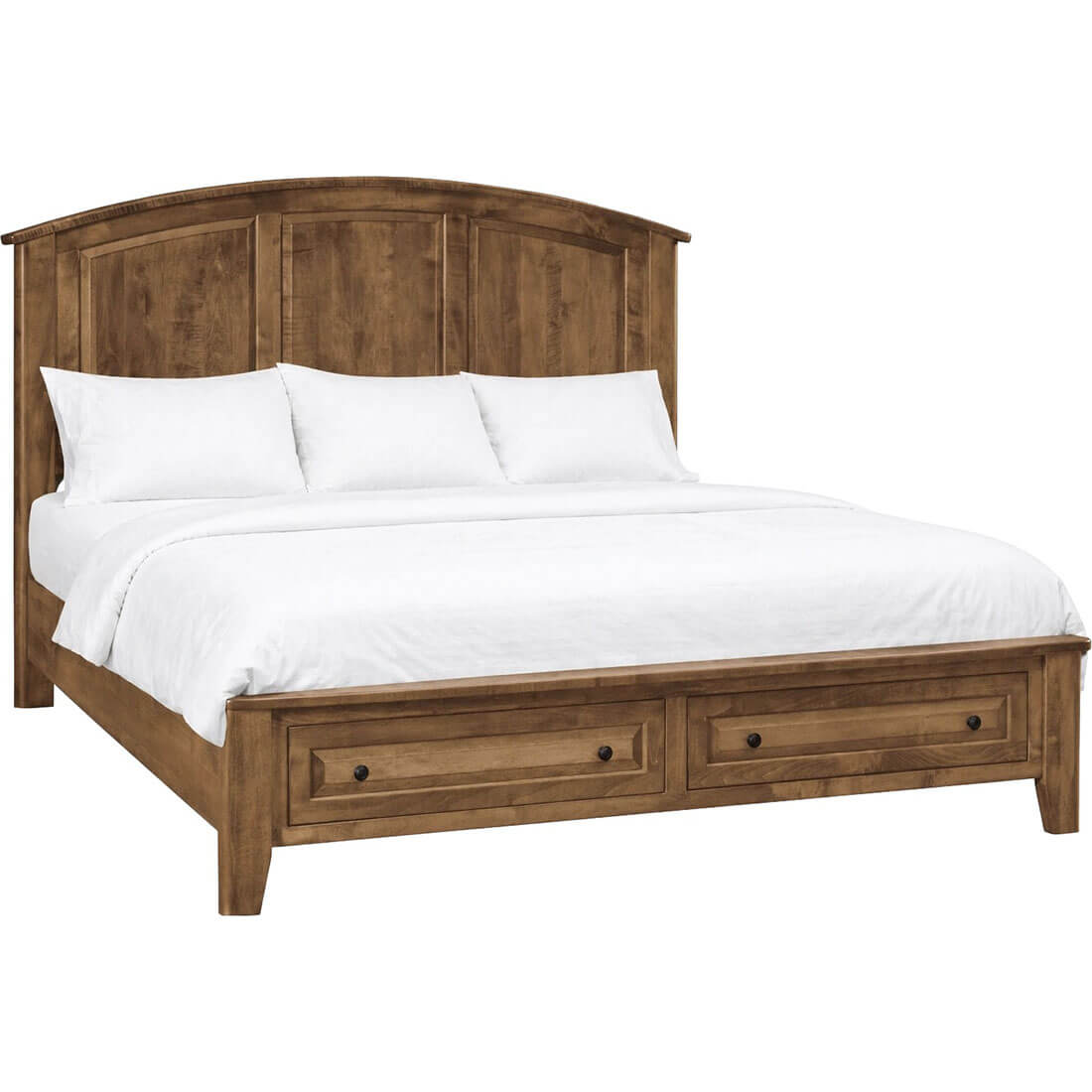 Archbold Furniture Amish Essentials Carson Arched Panel King Storage Footboard Bed 40199 40292 402921