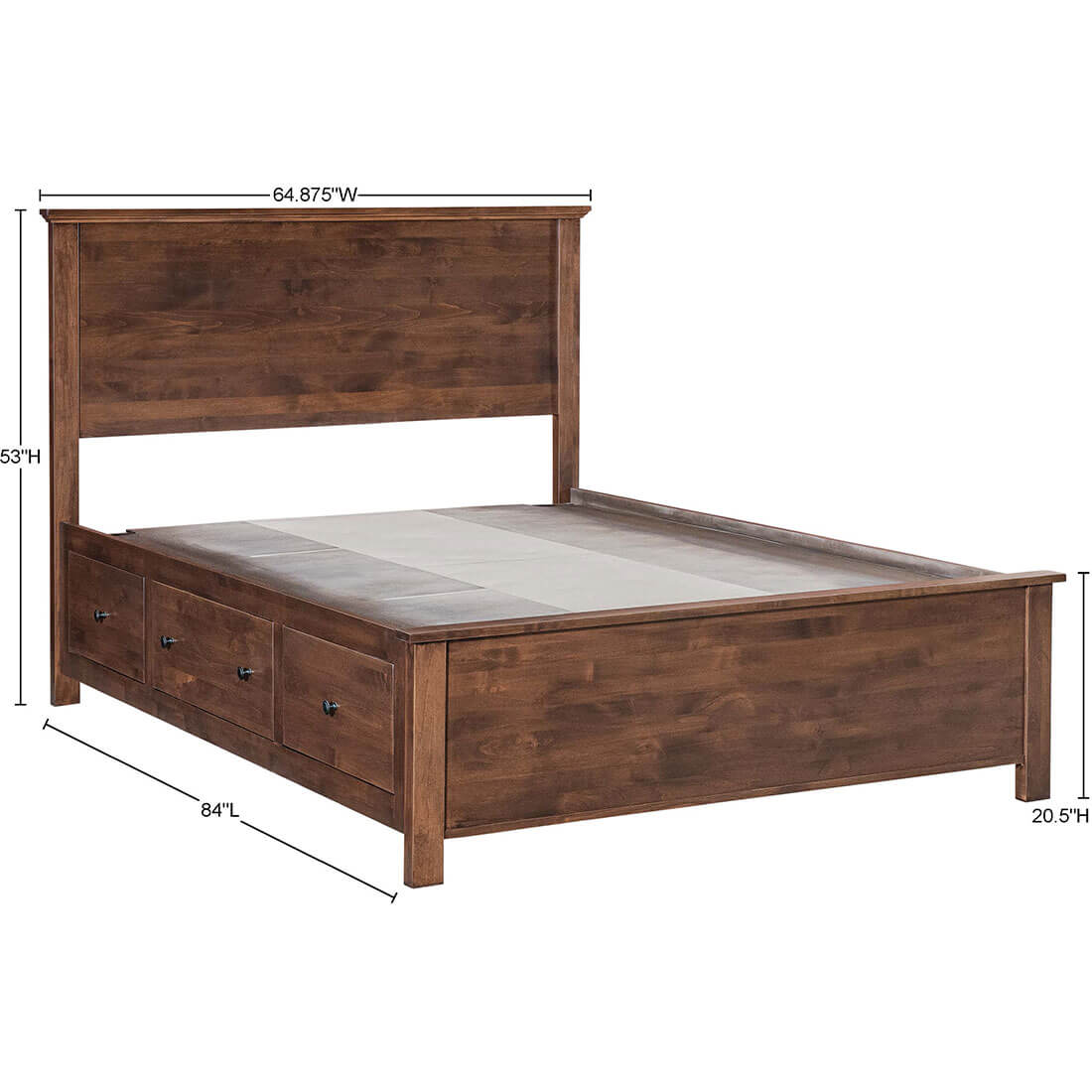 Archbold Furniture Portland Plank Queen Bed Storage Pedestals Frame