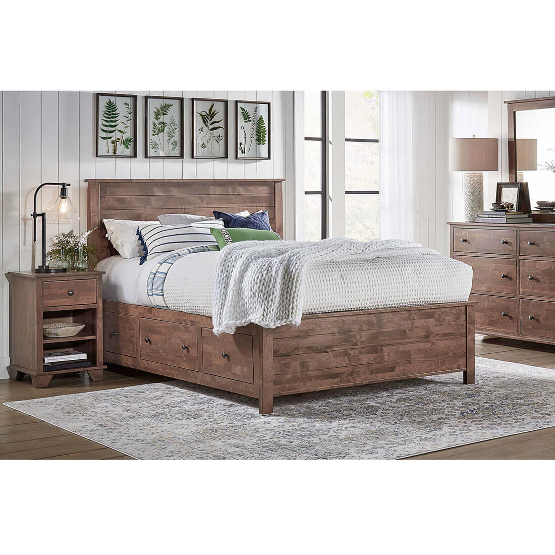 Archbold Furniture Portland Plank Full Bed Storage Pedestals Bedroom Collection