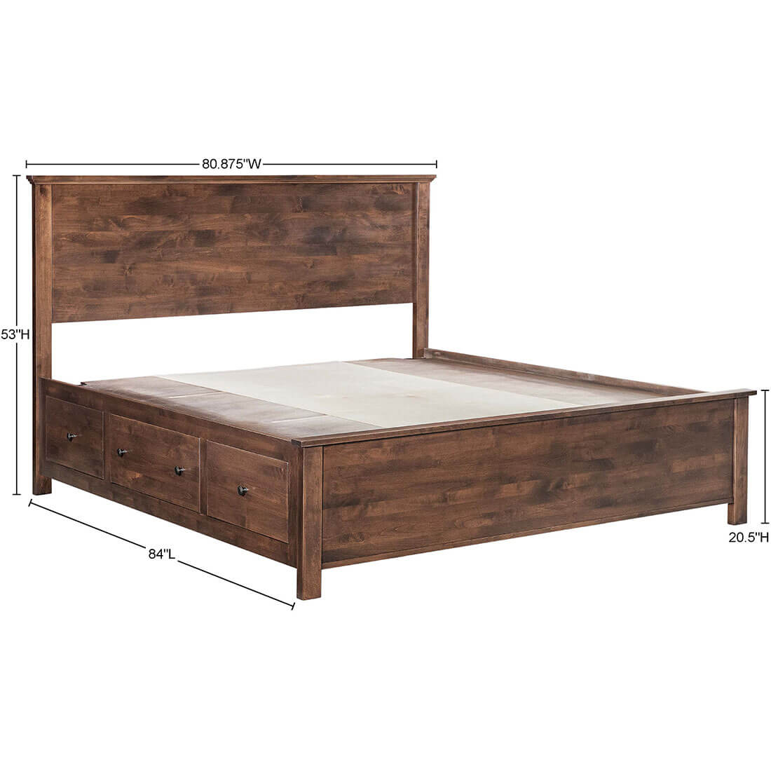 Archbold Furniture Portland Plank King Bed Storage Pedestals Frame