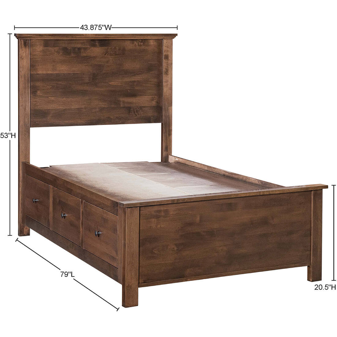 Archbold Furniture Portland Plank Twin Bed Storage Pedestals Frame