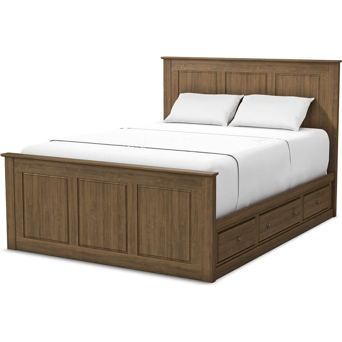 Archbold Furniture Shaker Queen Chest Bed Low 3 Drawer Pedestal and Raised Panel HB FB Right View