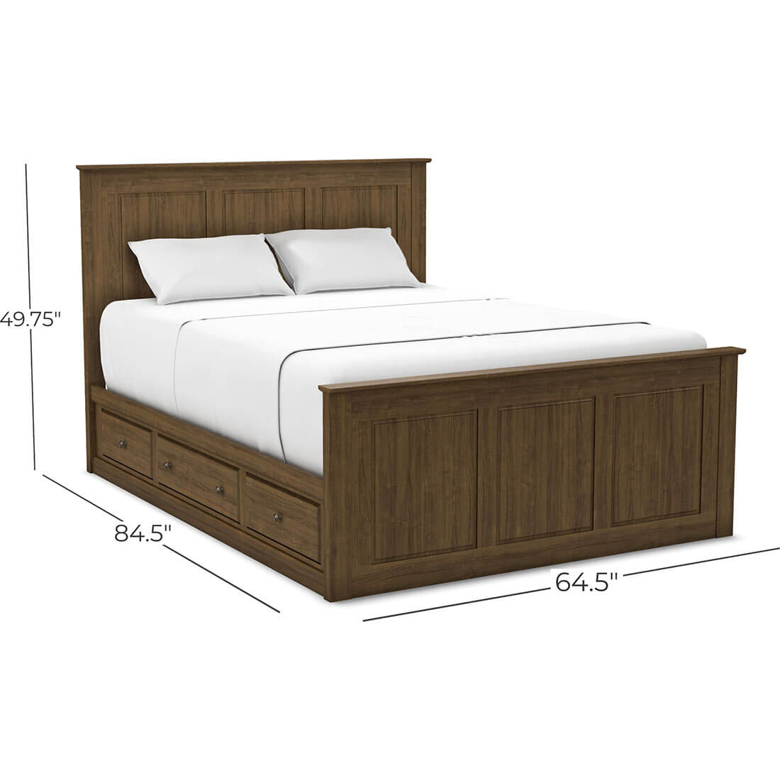 Archbold Furniture Shaker Queen Chest Bed Low 3 Drawer Pedestal and Raised Panel HB FB Specs