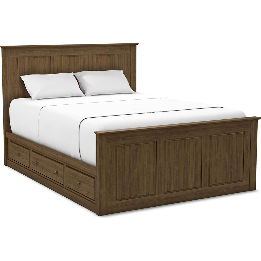 Archbold Furniture Shaker Queen Chest Bed Low 3 Drawer Pedestal and Raised Panel HB FB