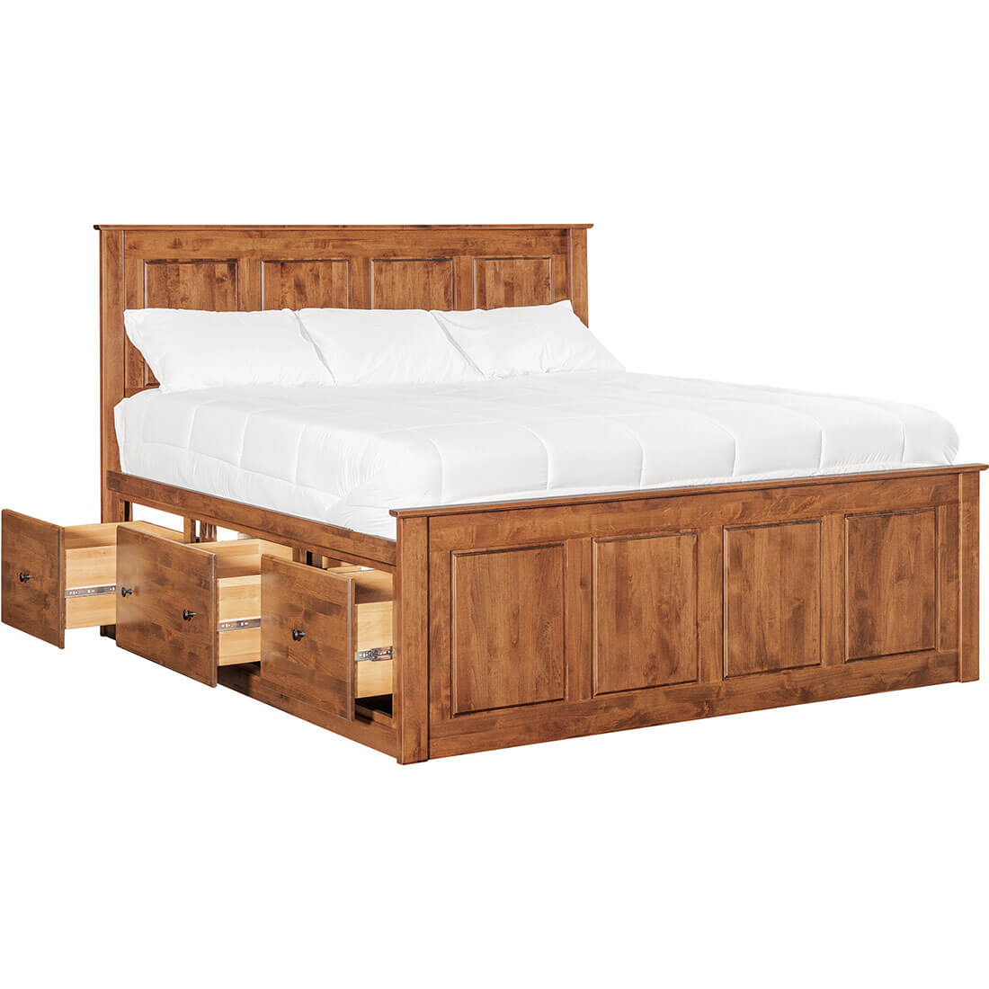 Archbold Furniture Shaker King Shaker Chest Bed Tall 6 Drawer 3 Drawer Pedestal and Raised Panel HB FB 3 Drawers
