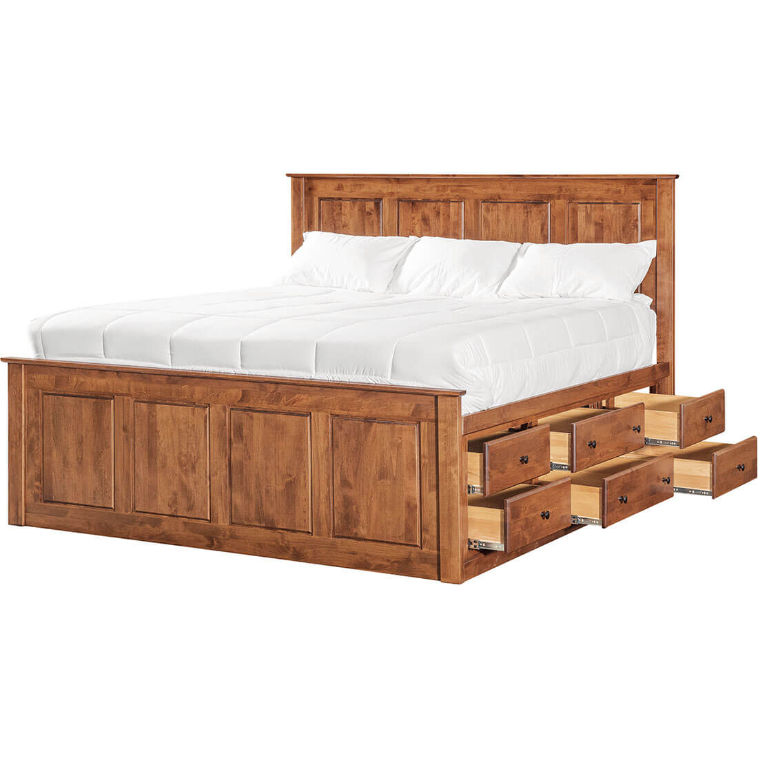Archbold Furniture Shaker King Shaker Chest Bed Tall 6 Drawer 3 Drawer Pedestal and Raised Panel HB FB 6 Drawers
