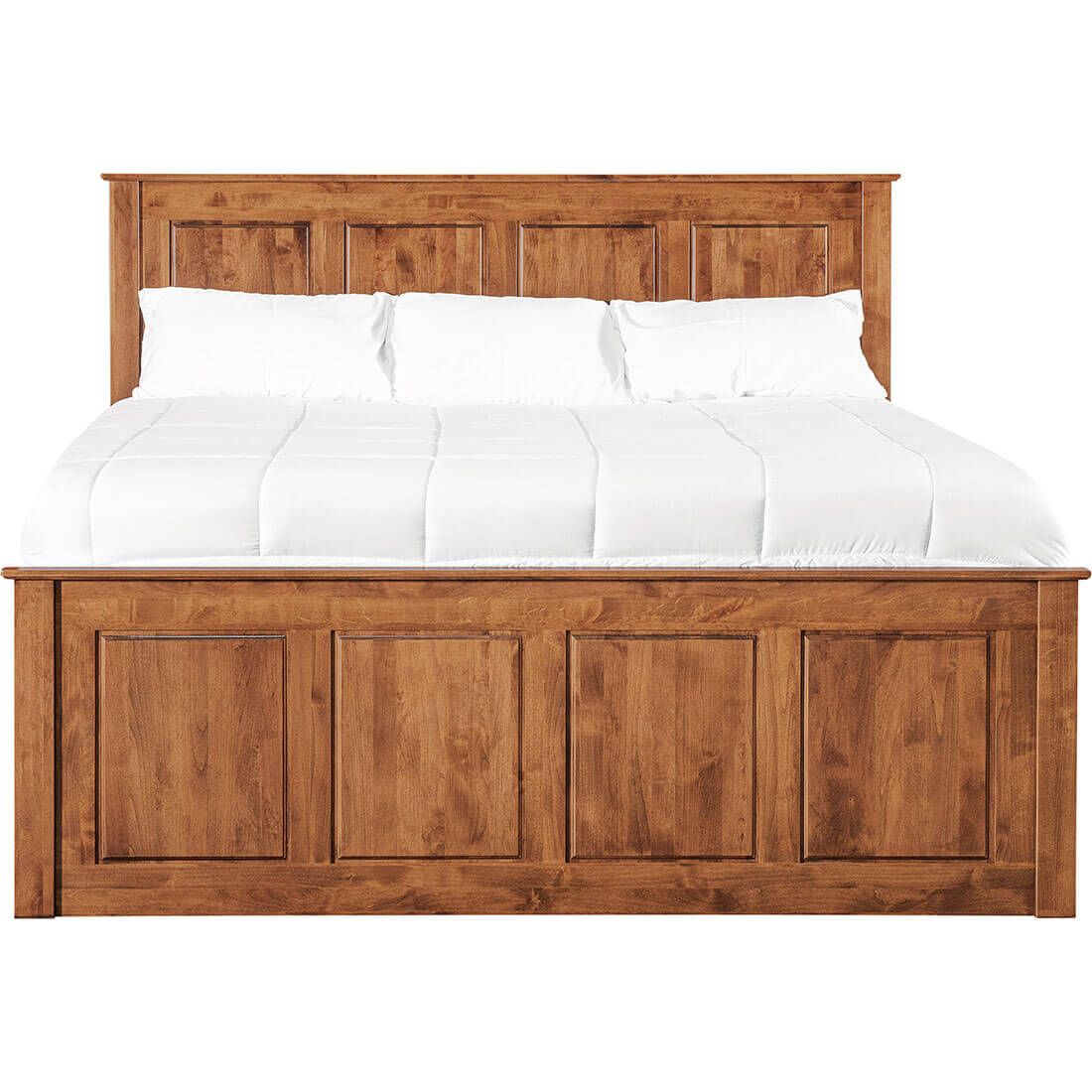 Archbold Furniture Shaker King Shaker Chest Bed Tall 6 Drawer 3 Drawer Pedestal and Raised Panel HB FB Front View