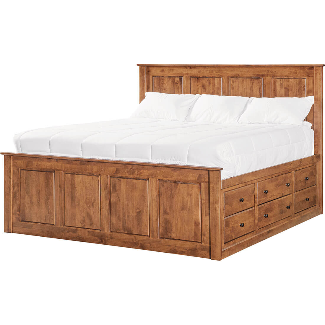 Archbold Furniture Shaker King Shaker Chest Bed Tall 6 Drawer 3 Drawer Pedestal and Raised Panel HB FB Right View