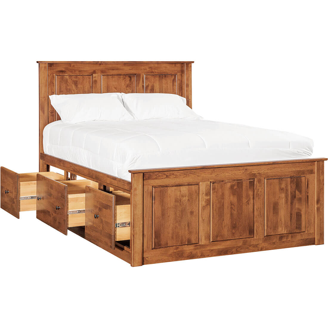 Archbold Furniture Shaker Queen Shaker Chest Bed Tall 6 Drawer 3 Drawer Pedestal and Raised Panel HB FB 3 Drawers