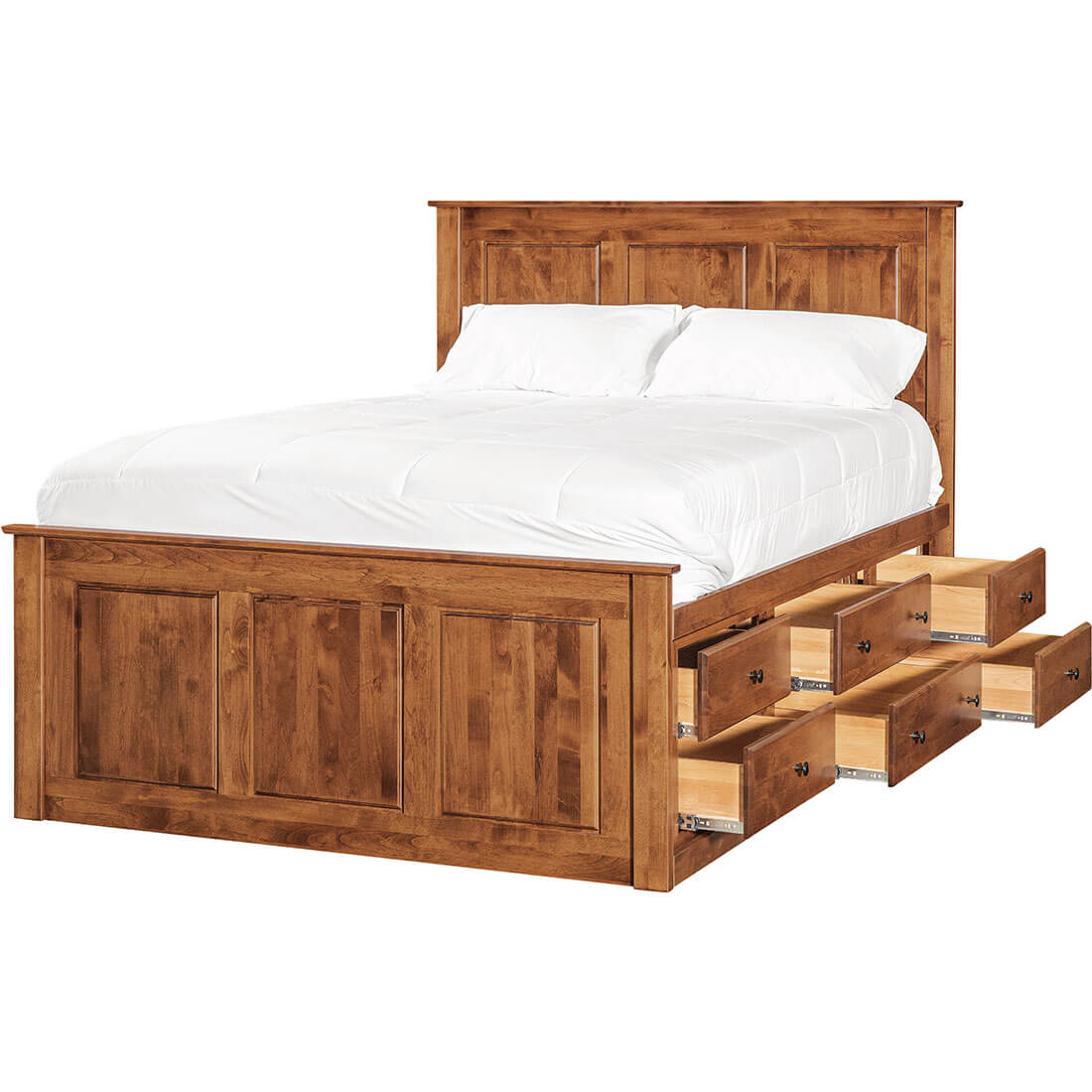 Archbold Furniture Shaker Queen Shaker Chest Bed Tall 6 Drawer 3 Drawer Pedestal and Raised Panel HB FB 6 Drawers