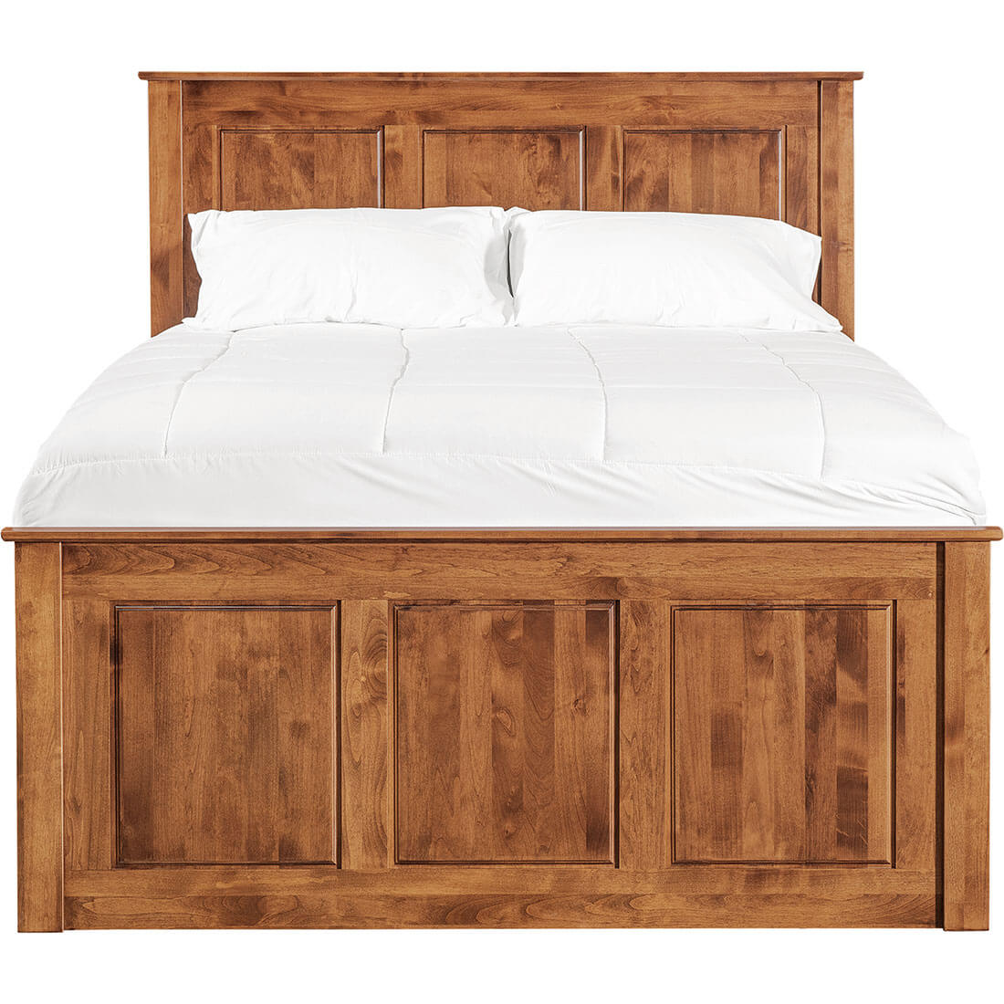 Archbold Furniture Shaker Queen Shaker Chest Bed Tall 6 Drawer 3 Drawer Pedestal and Raised Panel HB FB Front View