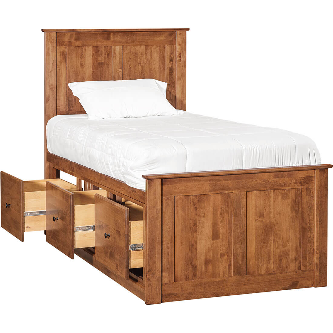Archbold Furniture Shaker Twin Shaker Chest Bed Tall 6 Drawer 3 Drawer Pedestal and Raised Panel HB FB 3 Drawers