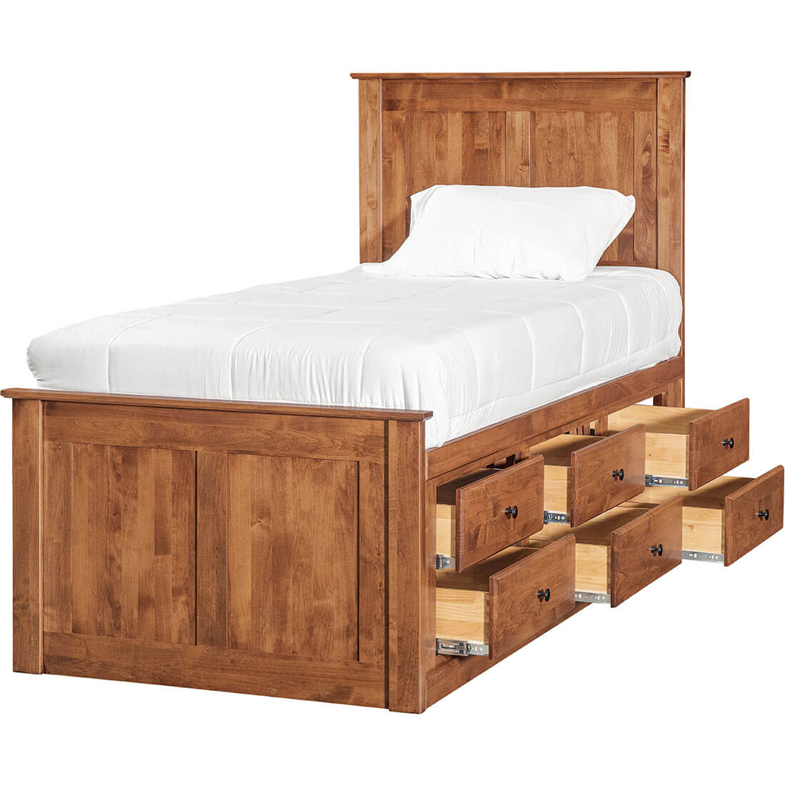 Archbold Furniture Shaker Twin Shaker Chest Bed Tall 6 Drawer 3 Drawer Pedestal and Raised Panel HB FB 6 Drawers