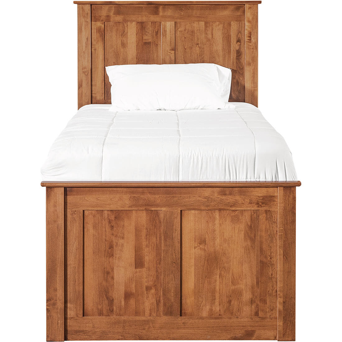 Archbold Furniture Shaker Twin Shaker Chest Bed Tall 6 Drawer 3 Drawer Pedestal and Raised Panel HB FB Front View