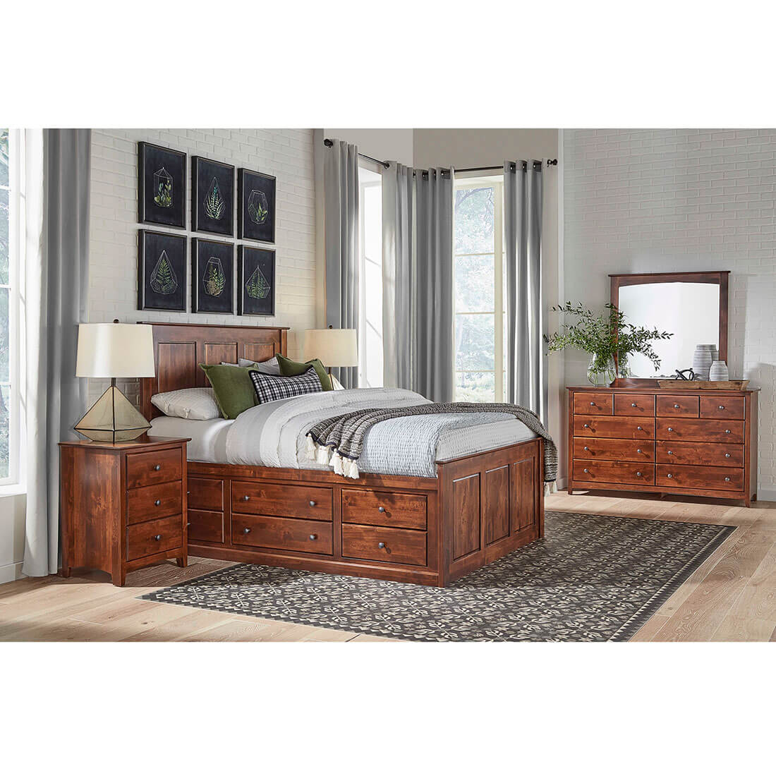 Archbold Furniture Shaker Full Shaker Chest Bed Tall 6 Drawer 3 Drawer Pedestal and Raised Panel HB FB Bedroom Collection