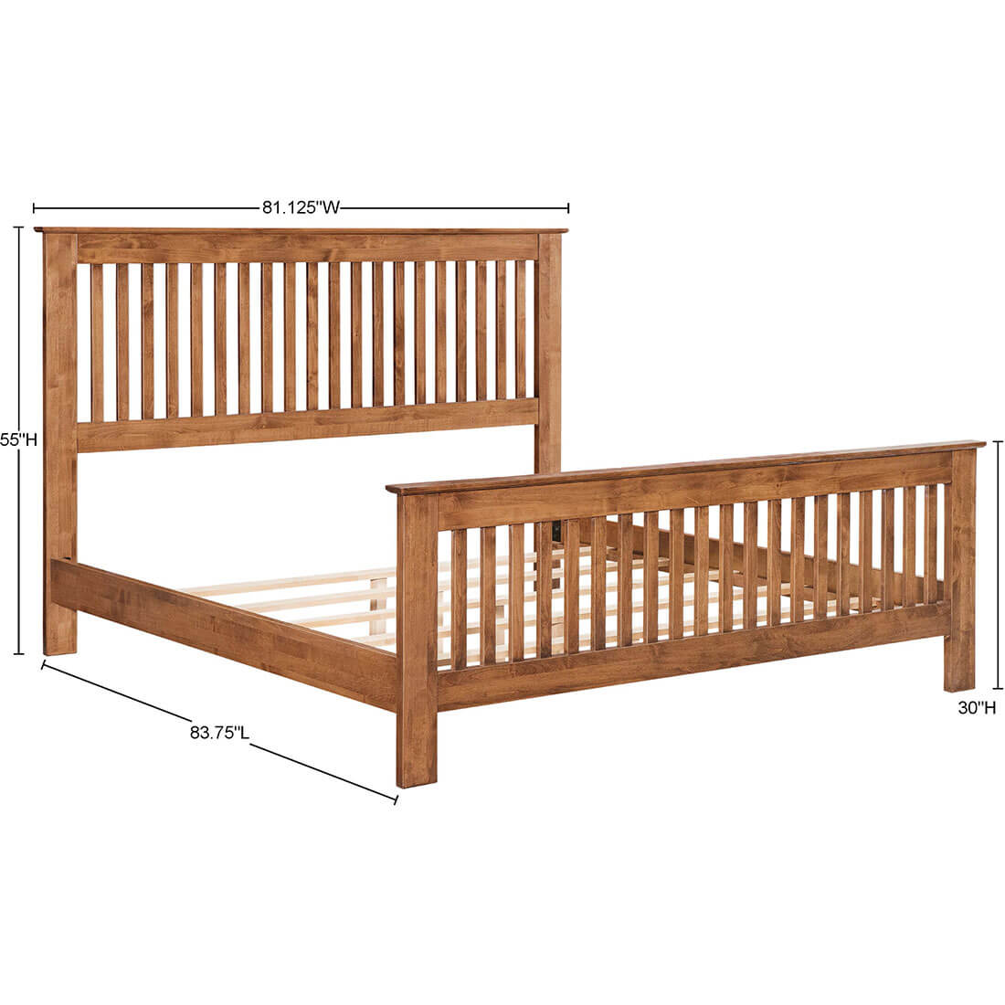Archbold Furniture Shaker Slat King Bed Tall Footboard Frame