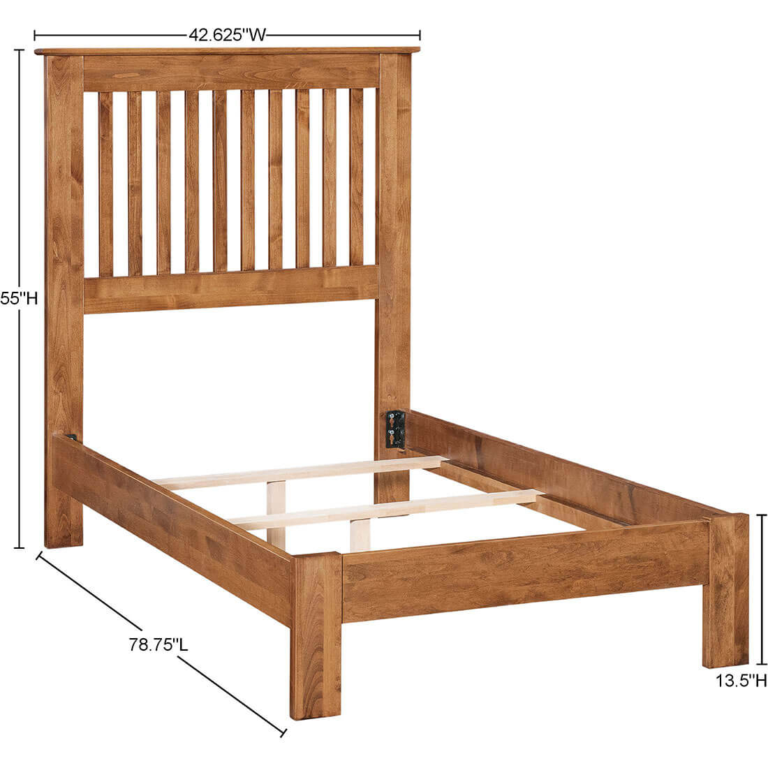 Archbold Furniture Shaker Slat Twin Bed Low Footboard Frame