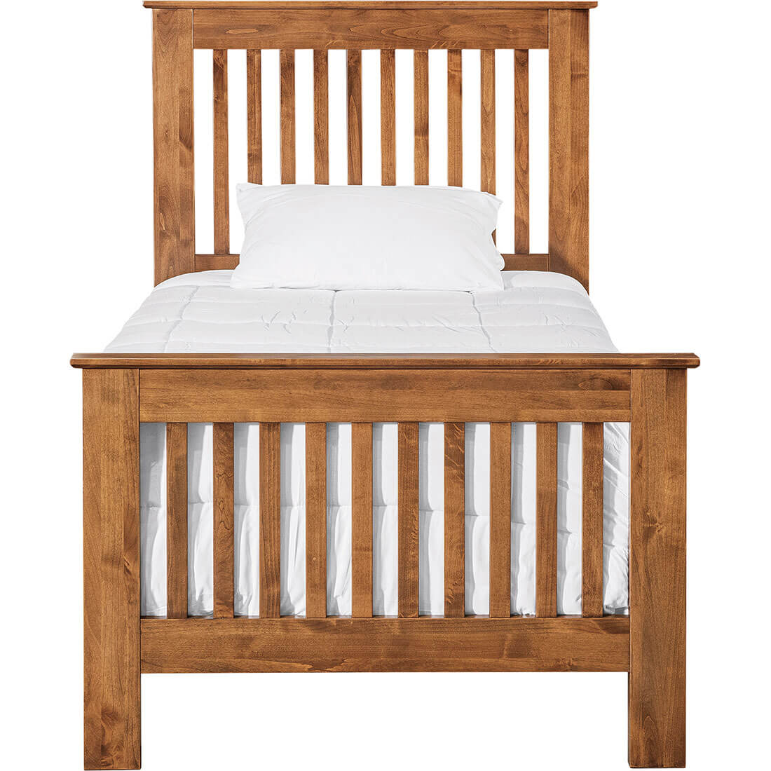 Archbold Furniture Shaker Slat Twin Bed Tall Footboard Front View