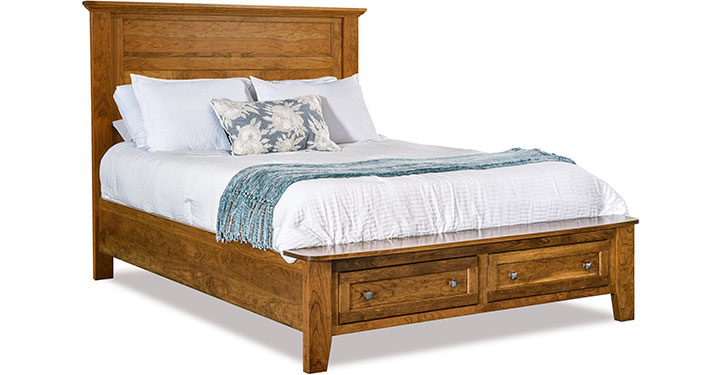 Archbold Furniture Amish Essentials Belmont Panel King Storage Footboard Bed 32199, 32292, 322921