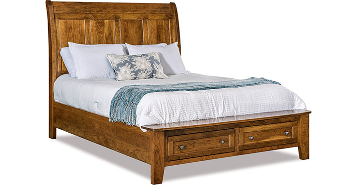 Archbold Furniture Amish Essentials Belmont Sleigh King Storage Footboard Bed 32196, 32292, 322921