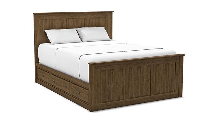 Archbold Furniture Shaker Queen Chest Bed Low 3 Drawer Pedestal and Raised Panel HB FB