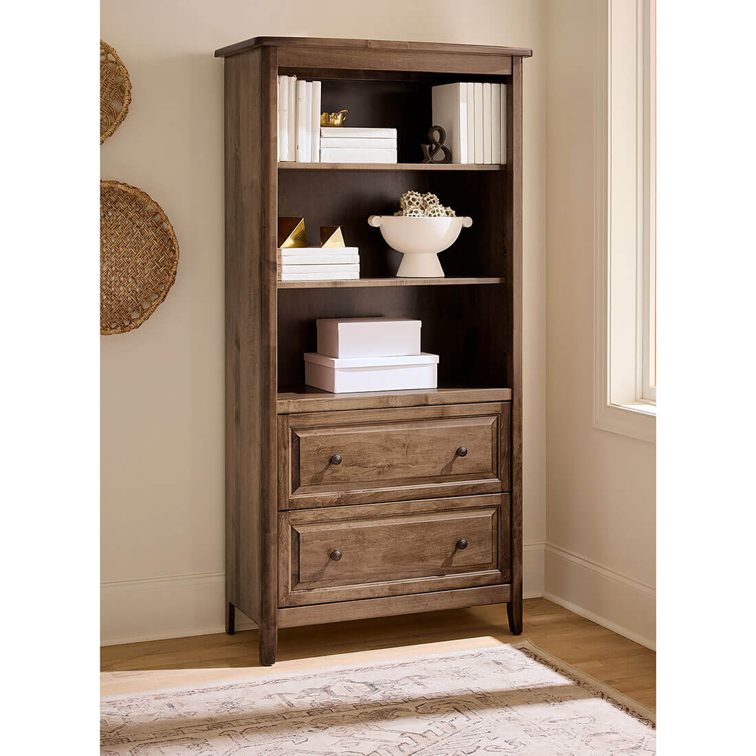 Archbold Furniture Amish Essentials Carson 36x84 Bookcase with 2 Drawers 2