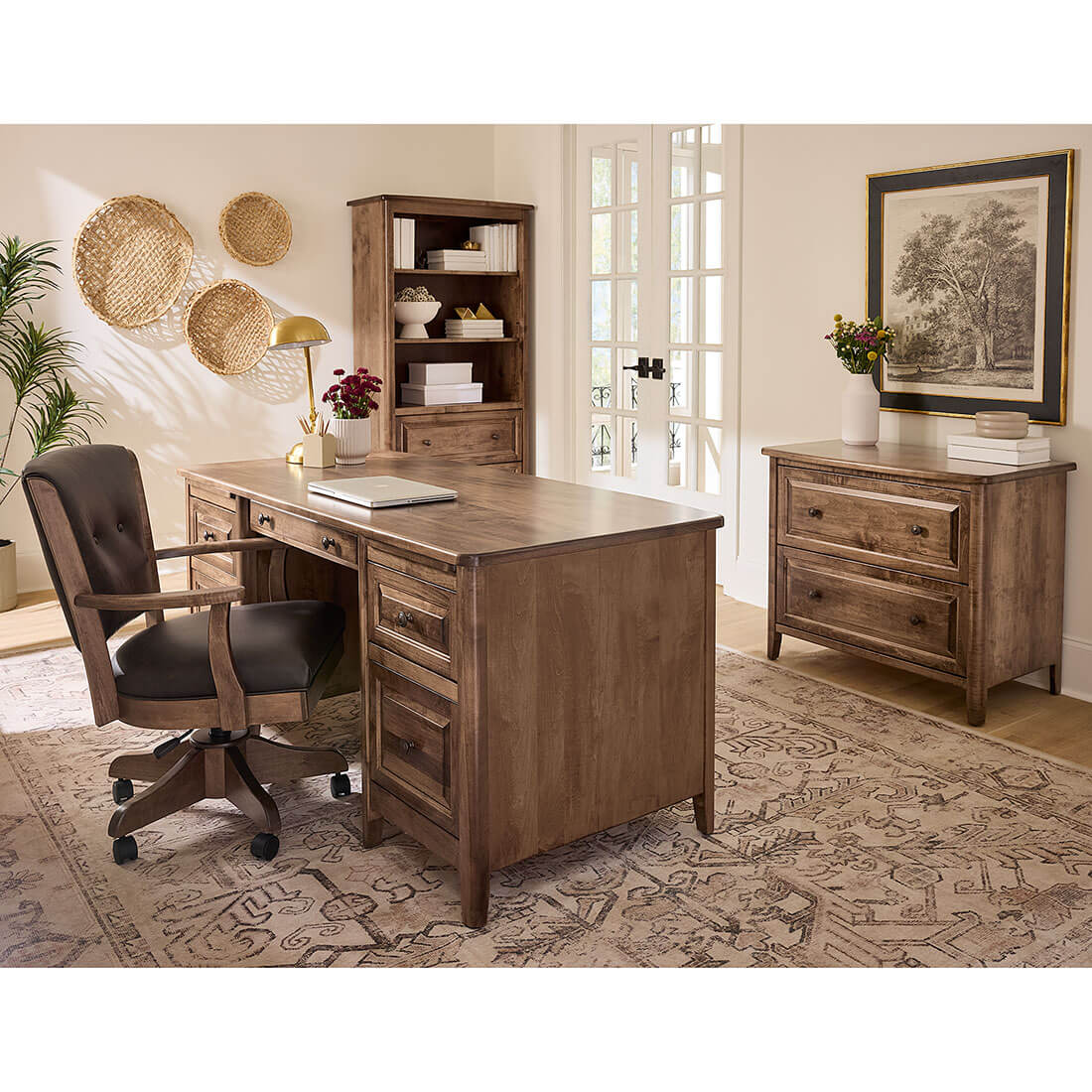 Archbold Furniture Amish Essentials Carson 36x84 Bookcase with 2 Drawers Home Office Collection