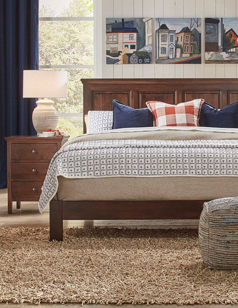 Archbold American Built Solid Wood Bedroom Furniture, Bed and Nightstand